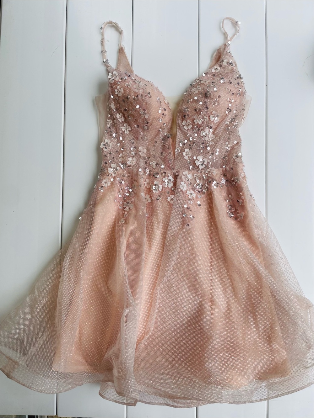 Narianna Pink 3D Floral Semi Formal Sparkle Dress, Size 4